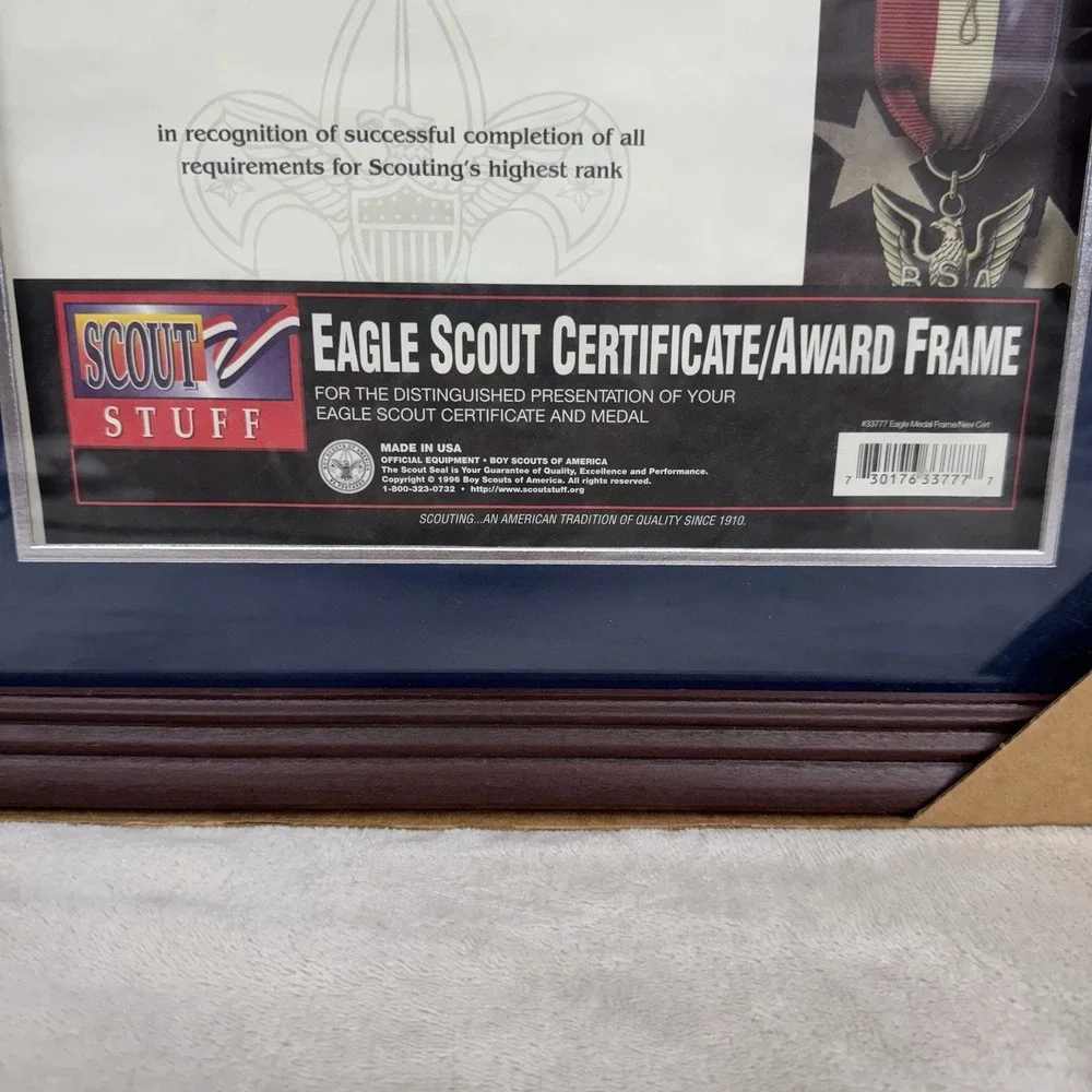BSA Eagle Scout Certificate Award Frame Wood Display Medal Holder USA New